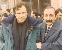 Михалис Яннатос c американским актером Харви Кайтелем в картине Т. Ангелопулоса «Взгляд Одиссея»